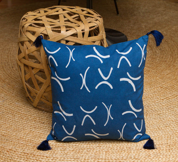 Katazome Indigo 20x20 Pillow Rayon Tassels