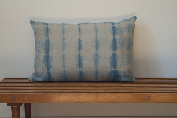 Medium Blue Stripe Shibori Pillow