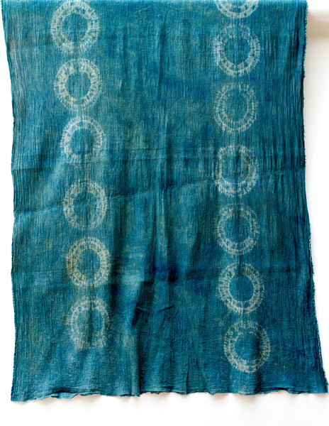 Shibori Crinkle Cotton Scarf "Circles"