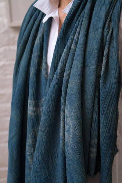Shibori Crinkle Cotton Scarf "Circles"