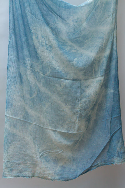 Shibori Cotton Gauze Scarf "Deep Waves"