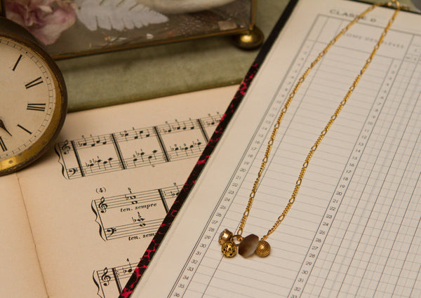 Vintage 4 Charm Necklace Mother of Pearl